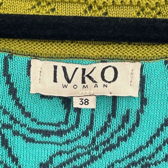 IVKO Anthracite Floral Embroidered Tight-Knit Cardigan Sweater Jacket Size 38 - Picture 3 of 9